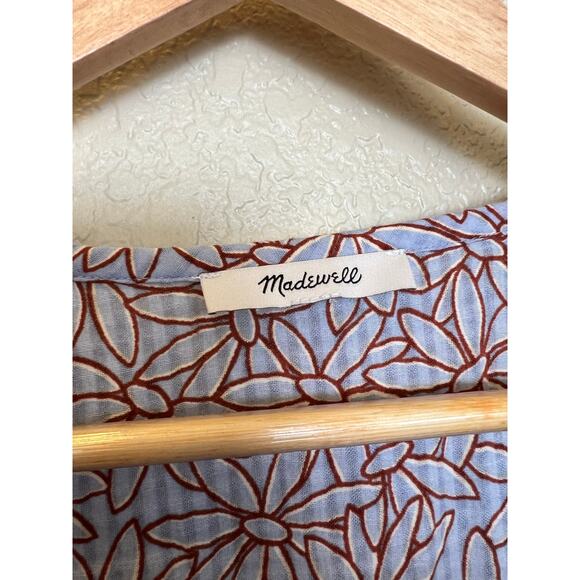 Madewell Marianna Puff-Sleeve Midi Dress Dream-On Daisies Medium Cotton Purple - Picture 6 of 9